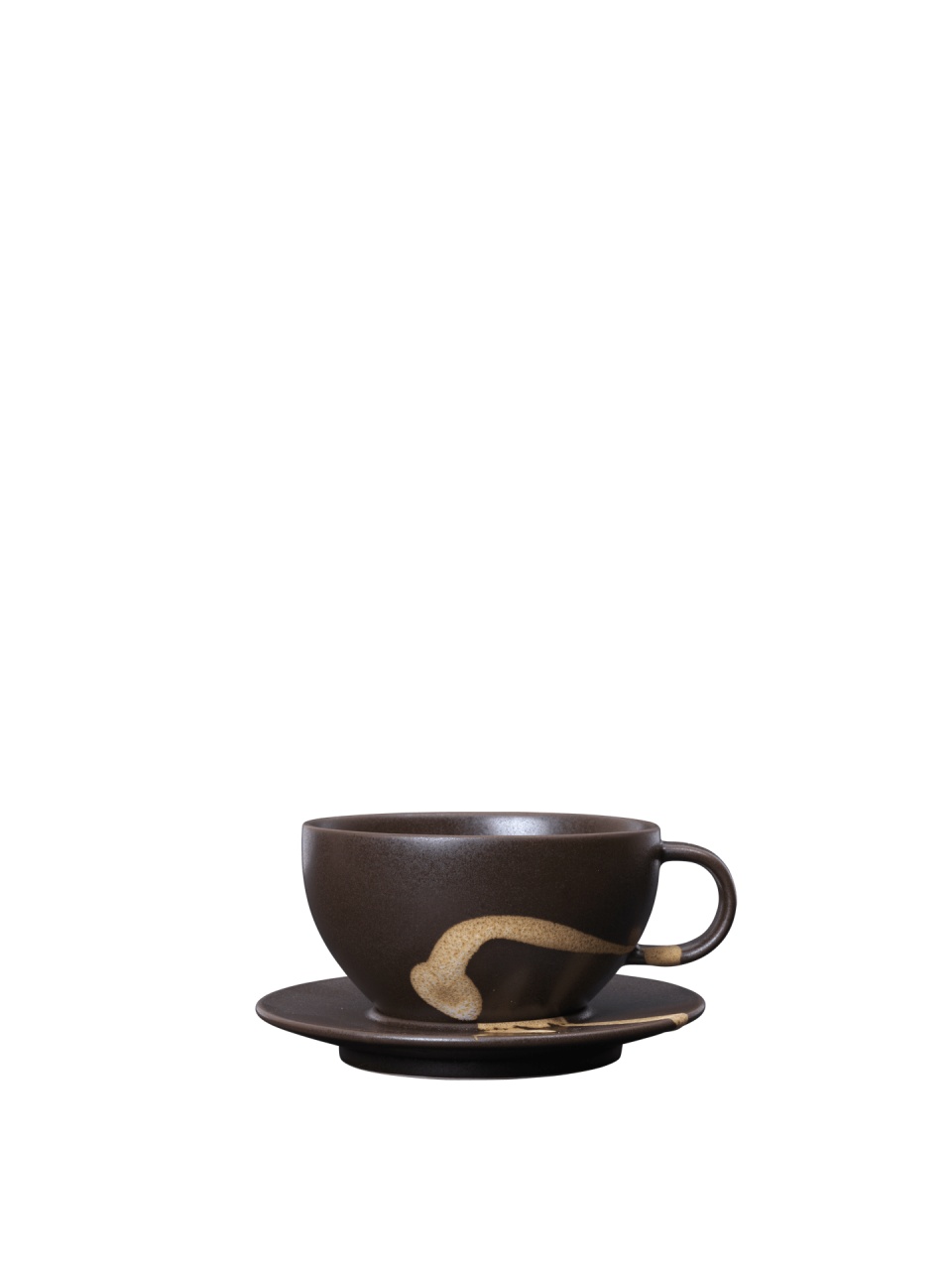 Coffee & Tea Cups Ceasca cu farfurioara maro inchis din ceramica 360 ml Koyo Ferm Living