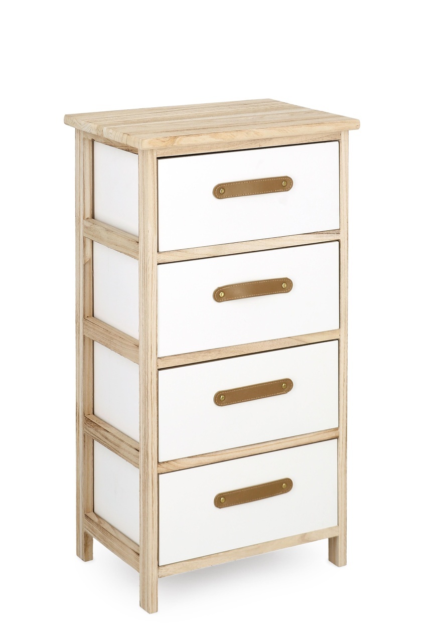 Dressers Comoda alba/maro din lemn 40 cm Reka Medium Bizzotto