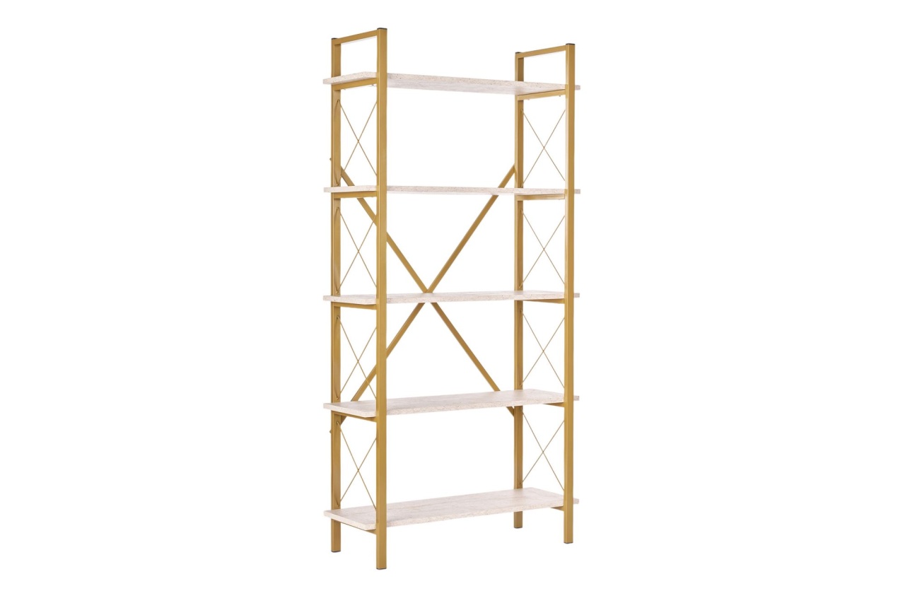 Shelving Etajera crem/aurie din metal 180 cm Elysian Nordure