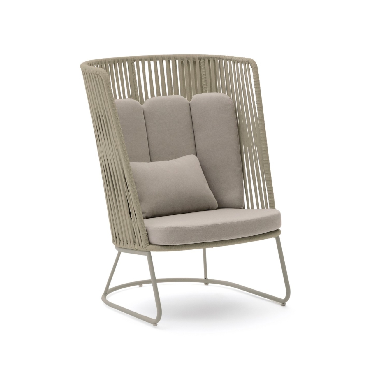 Outdoor Furniture Fotoliu exterior crem din metal Saconca Kave Home