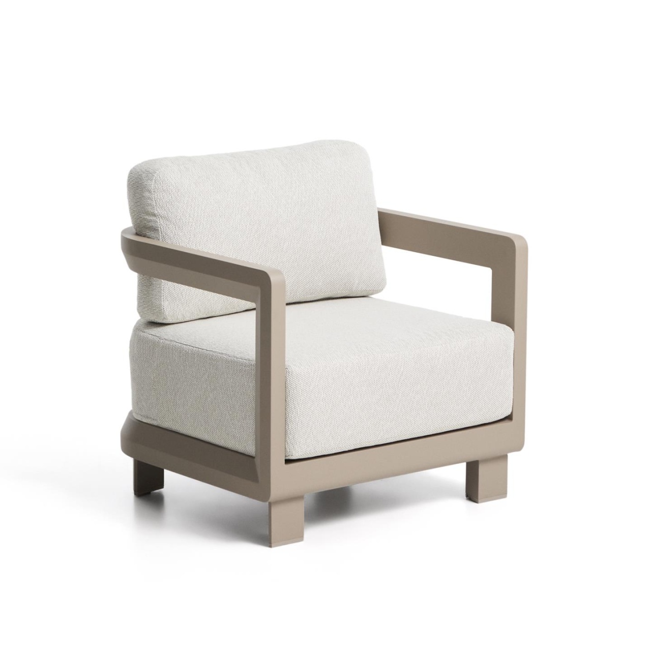 kave taburetes Fotoliu exterior crem/grej din metal Nerano Kave Home