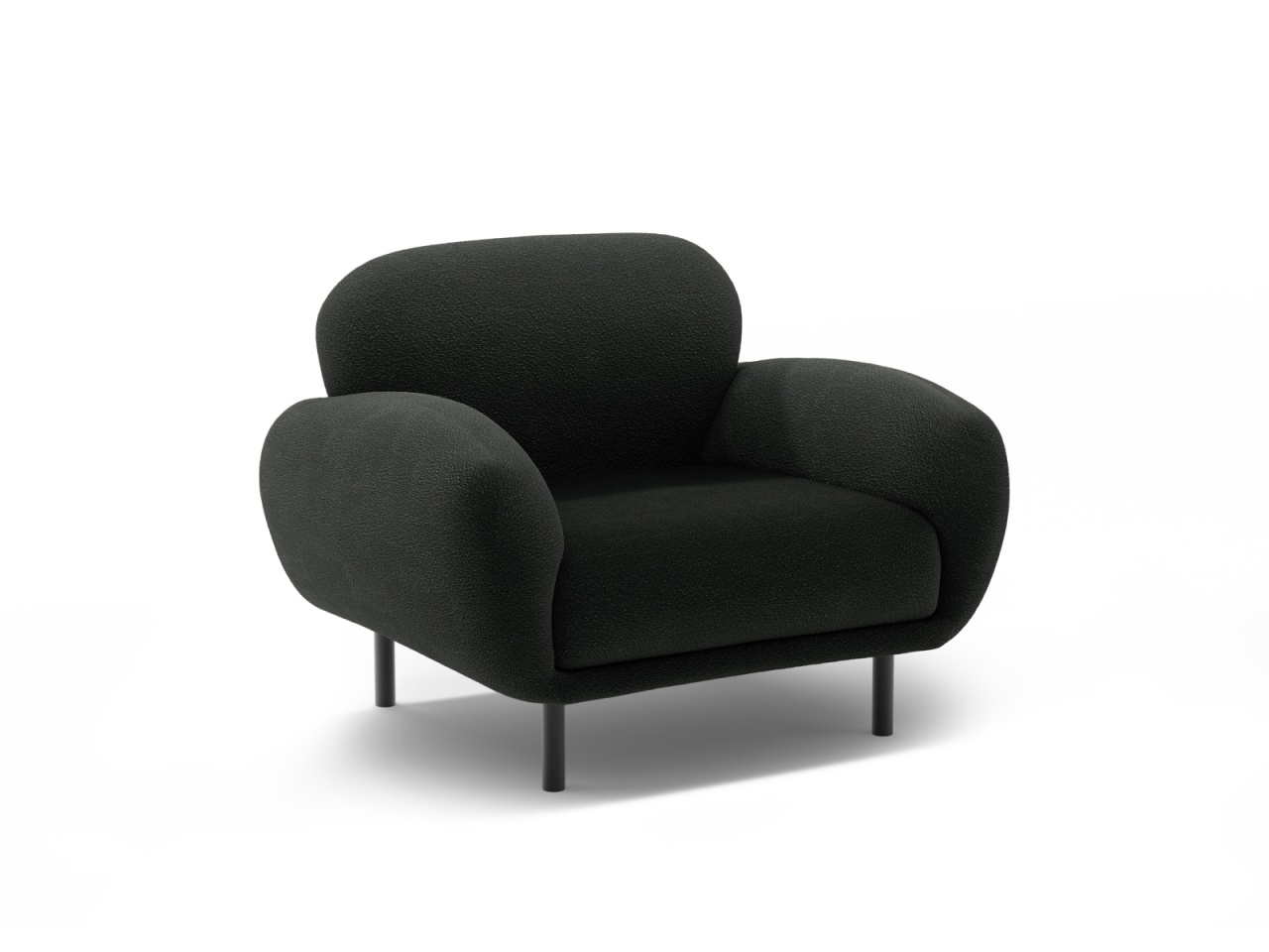 fotoliu Fotoliu negru din textil Poppy Boucle Micadoni