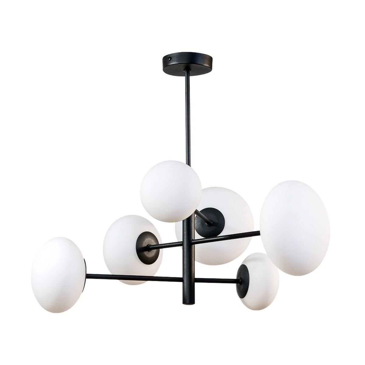 Lighting Fixtures Lustra neagra/alba din metal cu 6 becuri Omi Zuma Line