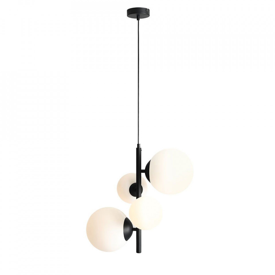 Quiet Object Lustra neagra/alba din sticla cu 4 becuri Bloom Quiet Object