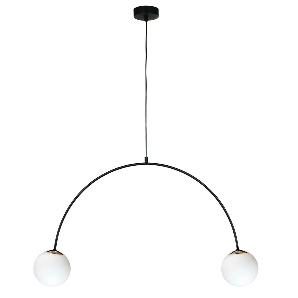 Lighting Fixtures Lustra neagra/aurie din metal cu 2 becuri Bow Zuma Line