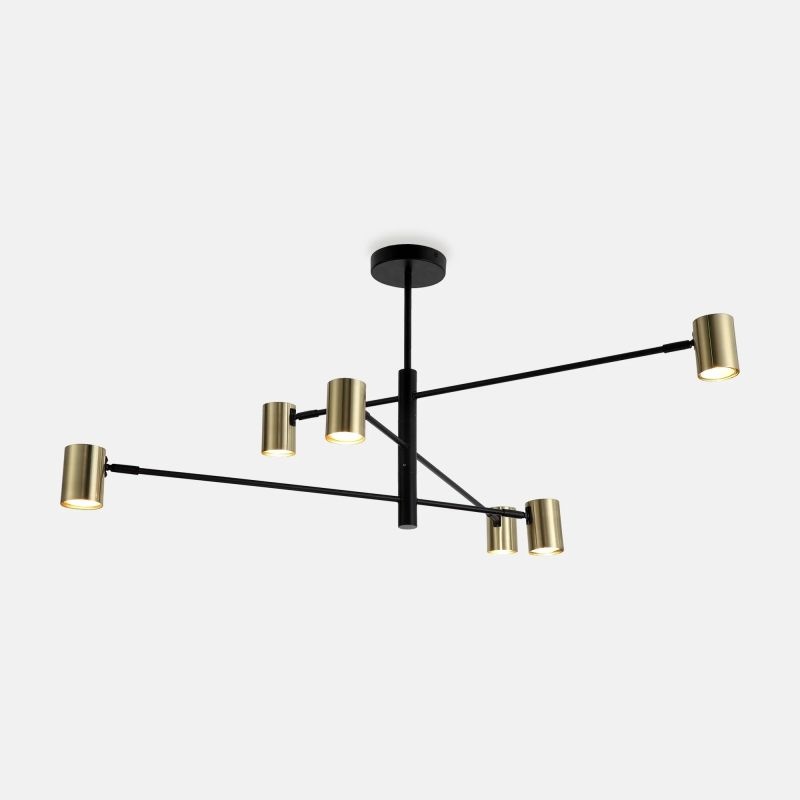Lighting Fixtures Lustra neagra/aurie din metal cu 6 becuri Pedro Zuma Line