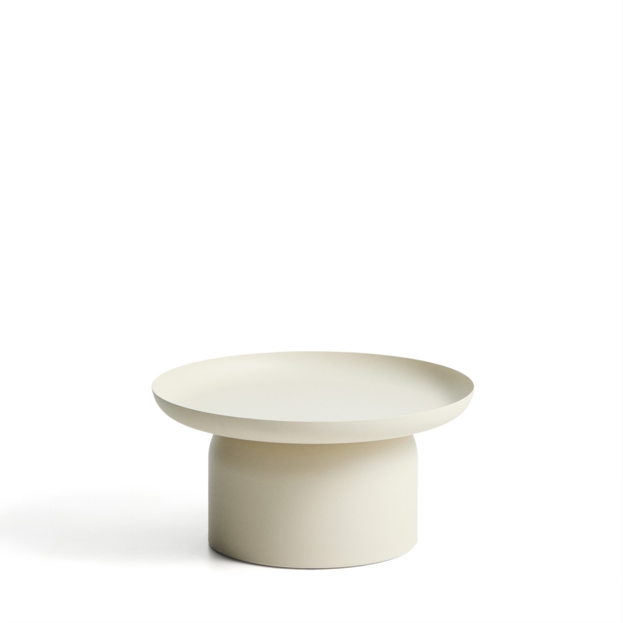 Capsule Cafea Caramel Masa de cafea exterior ecru din metal 70 cm Arcola Kave Home