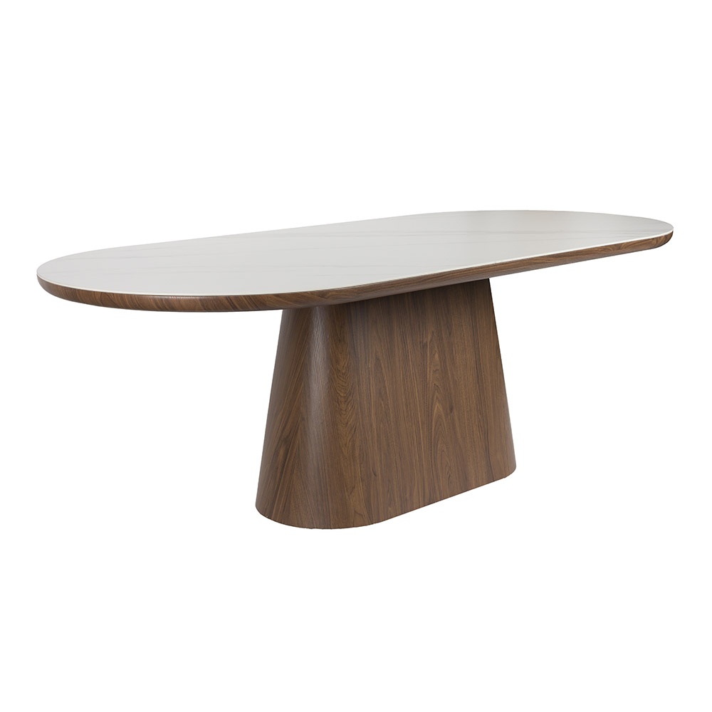 Quiet Object Masa dining alba/maro 90x180 cm Almira Walnut Quiet Object
