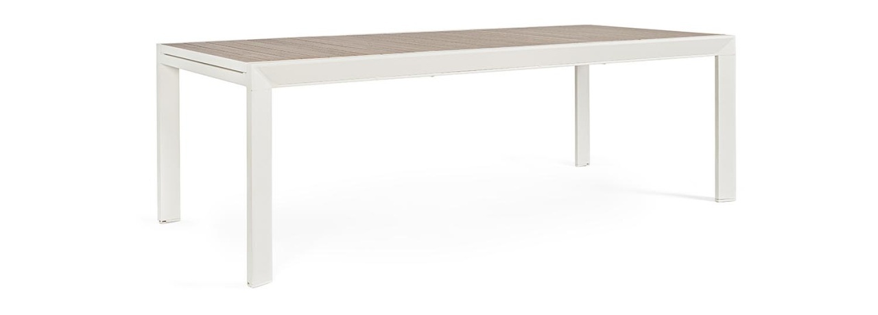 masa ovala extensibila Masa dining extensibila exterior alba/maro din metal 100x200(340) cm Belmar Bizzotto