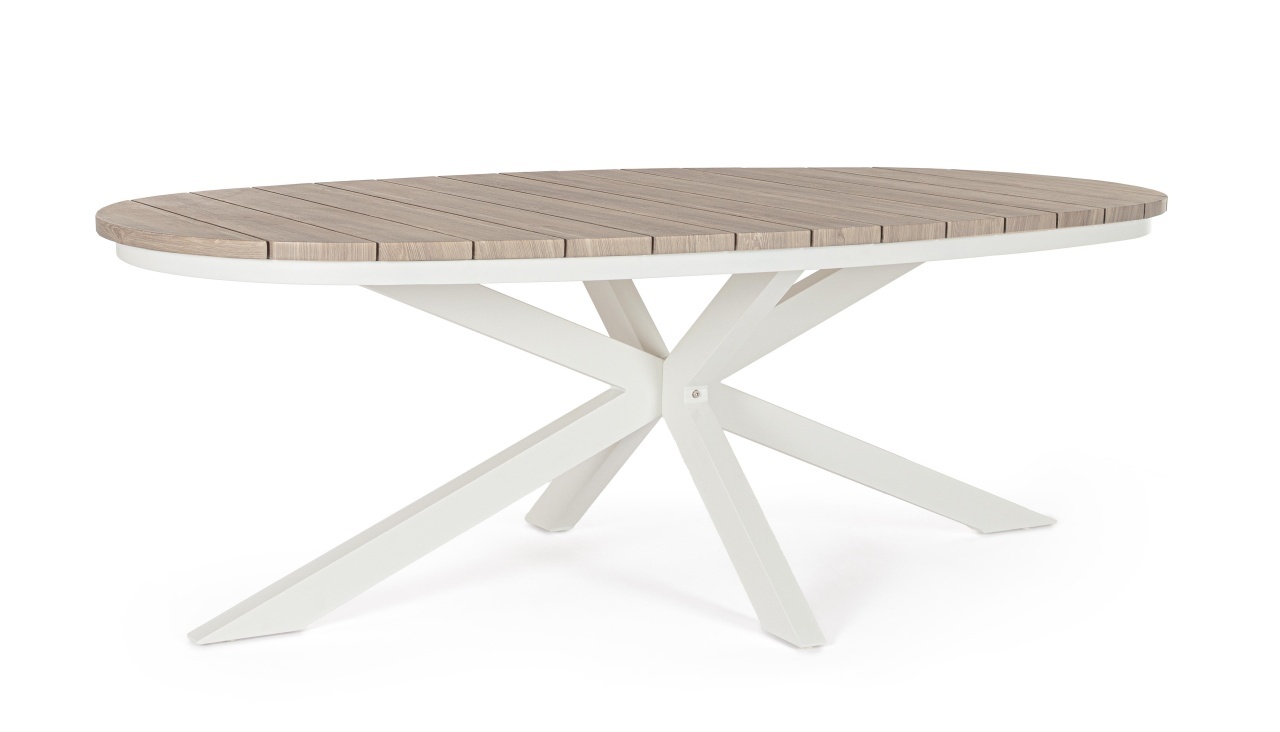 Furniture Masa dining exterior alb/maro din metal 115x218 cm Zelmar Bizzotto