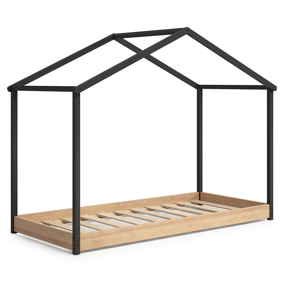 Quiet Object Pat cu baldachin crem/negru 90x200 cm Arthur Quiet Object
