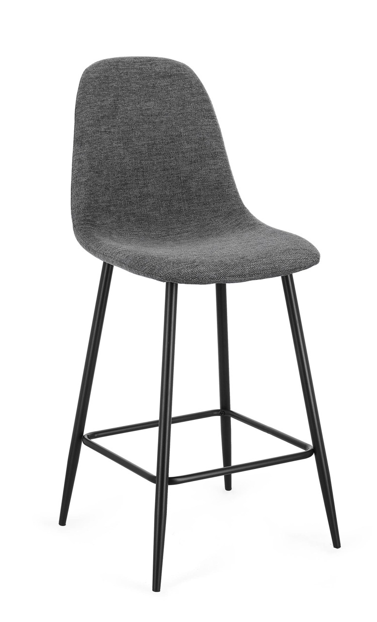 Chairs Scaun bar negru/gri inchis din textil Irelia Kitchen Bizzotto