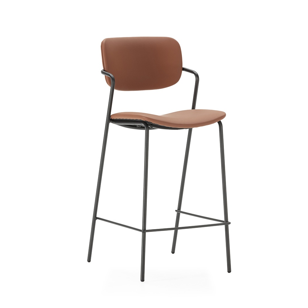 Quiet Object Scaun bar rosu caramiziu din piele ecologica Maika Quiet Object
