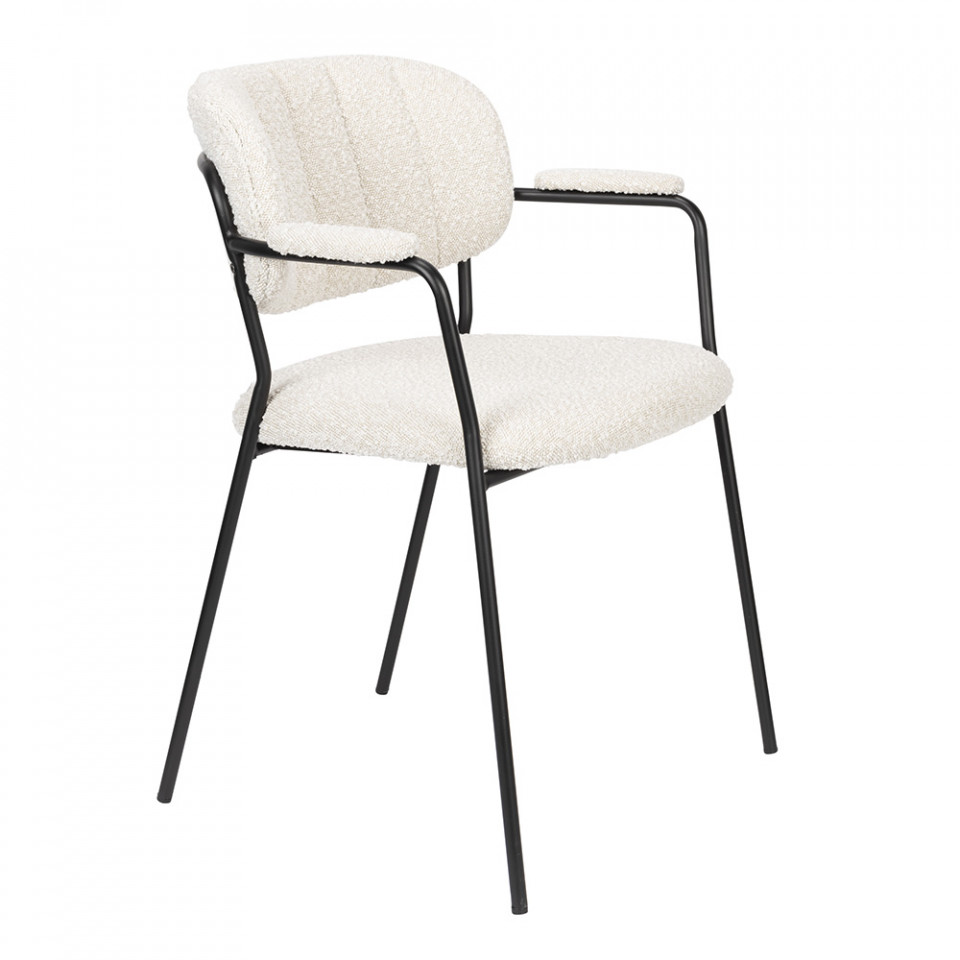 Scaun dining alb/negru din textil Jolien Handles Quiet Object