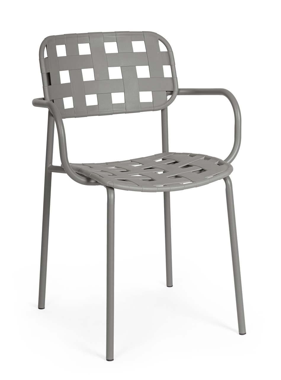 Outdoor Furniture Scaun dining exterior gri din metal Clover Arm Bizzotto