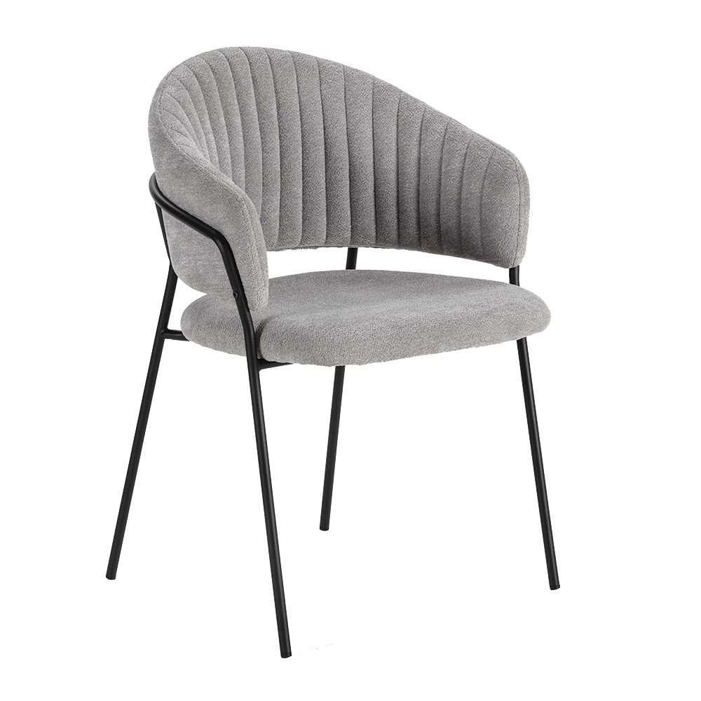Quiet Object Scaun dining gri deschis/negru din textil Leticia Quiet Object