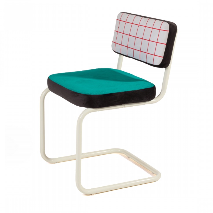 Office Furniture Scaun dining multicolor din textil Superfurniture Red Grid Seletti
