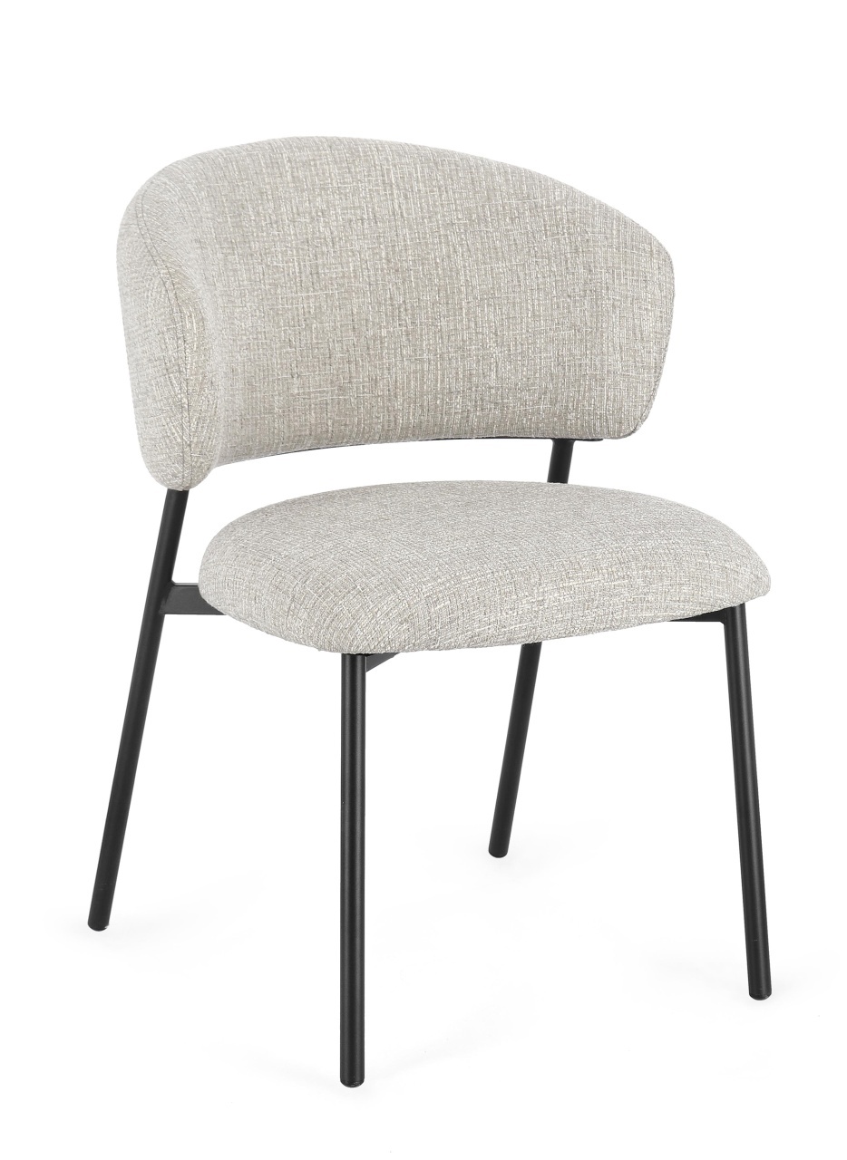 Chairs Scaun dining negru/bej piatra din textil Prisca Bizzotto