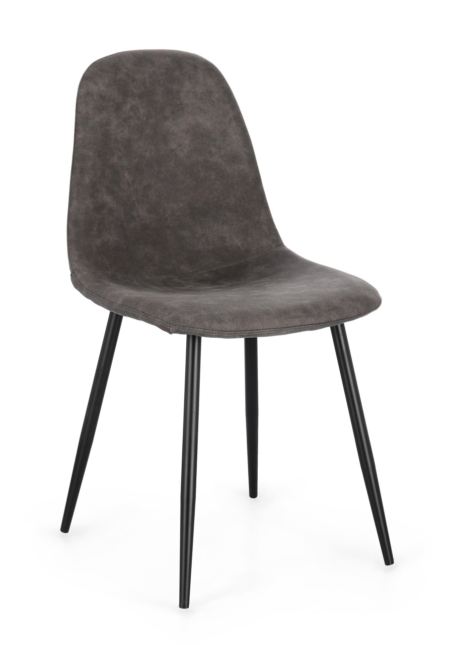 Chairs Scaun dining negru/gri inchis din textil Irelia Fiber Bizzotto