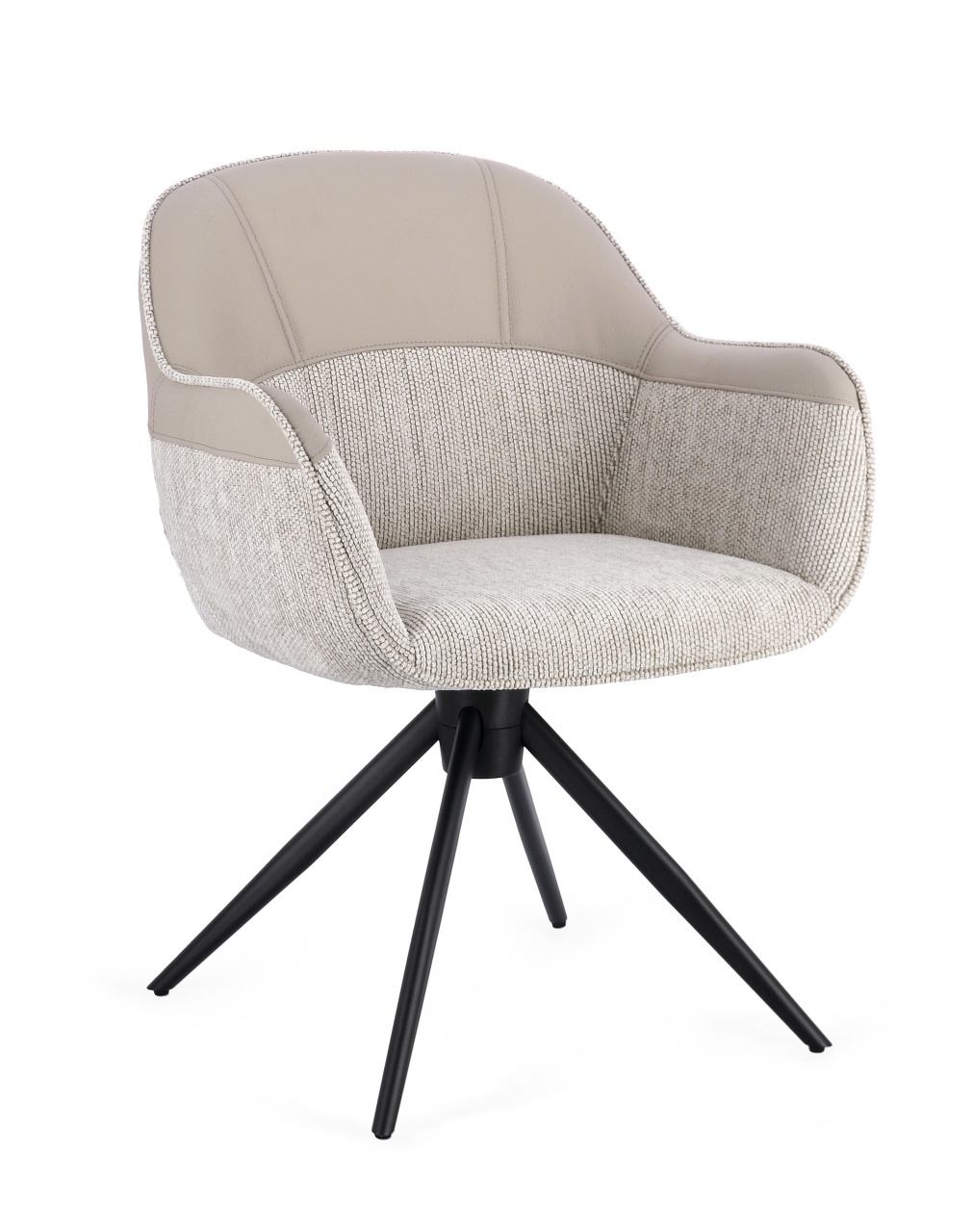 Chairs Scaun dining rotativ negru/bej din textil Isotta Bizzotto