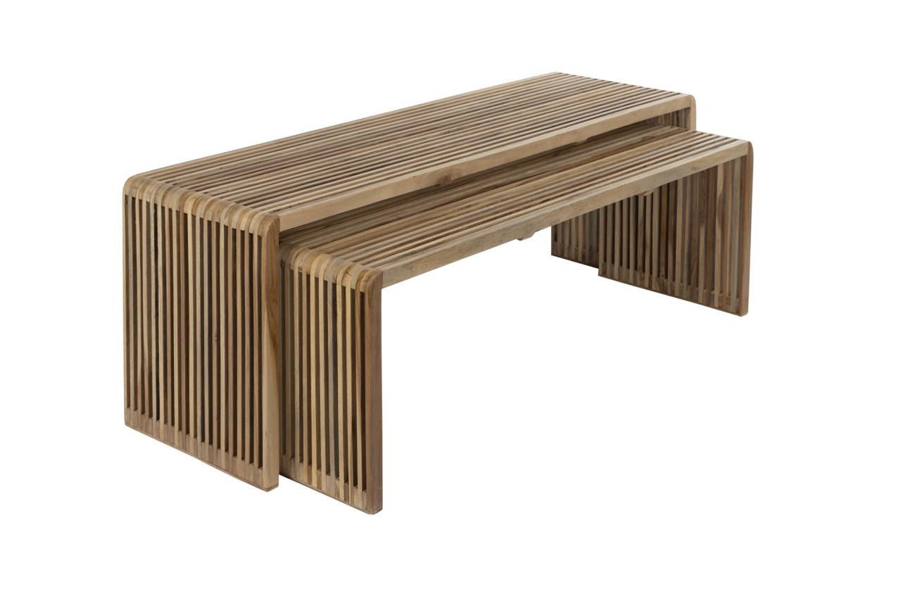 Quiet Object Set 2 mese de cafea maro din lemn Djia Quiet Object