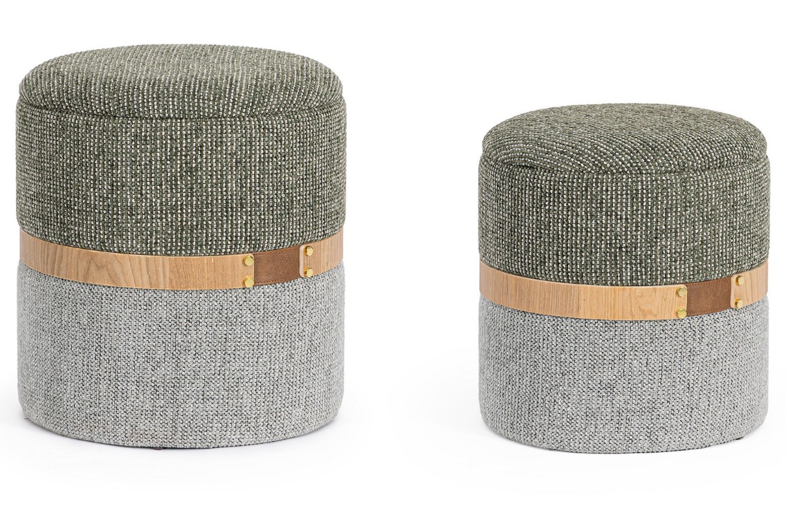 Ottomans Set 2 pufuri rotunde multicolor din textil Talya Bizzotto