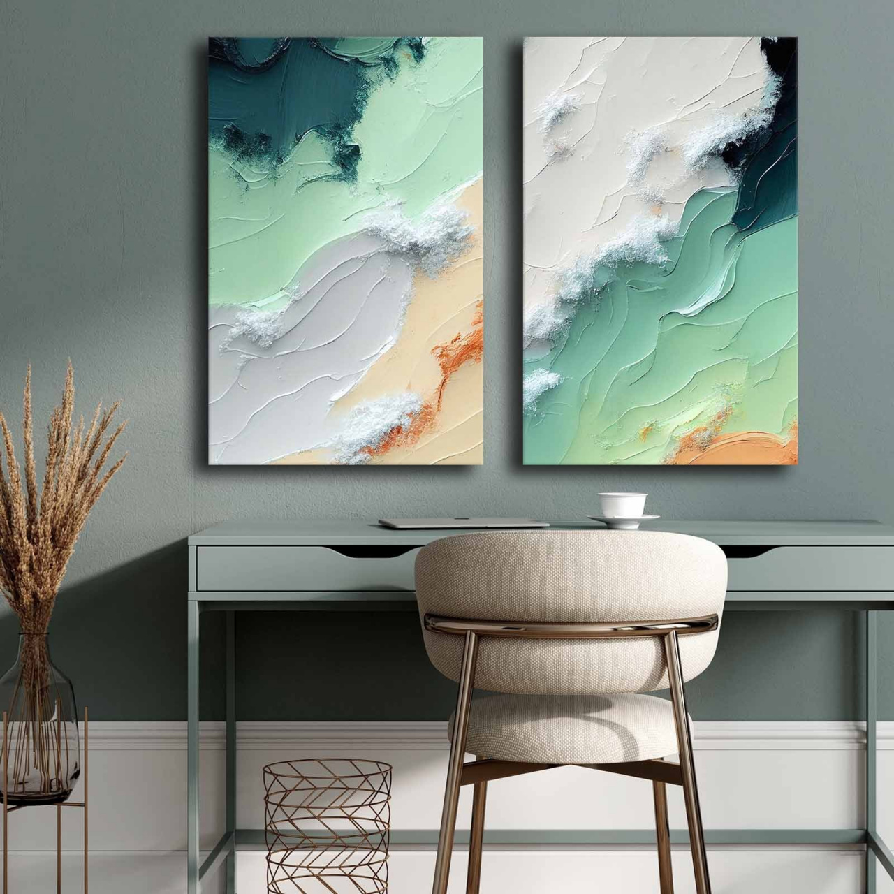 Posters, Prints, & Visual Artwork Set 2 tablouri multicolore din fibre naturale 45x70 cm Yurea The Home Collection