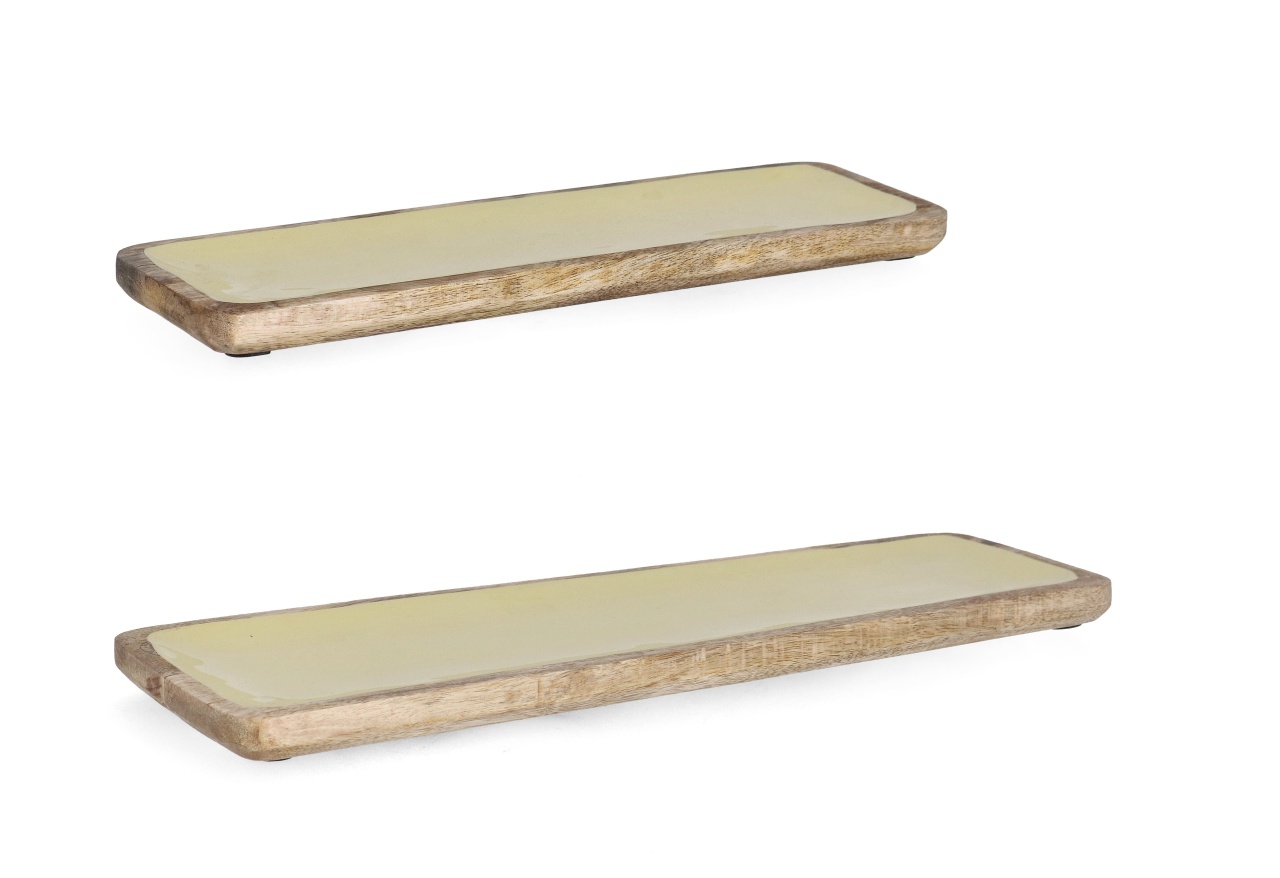Serving Trays Set 2 tavi galbene/maro din ceramica Thara Bizzotto