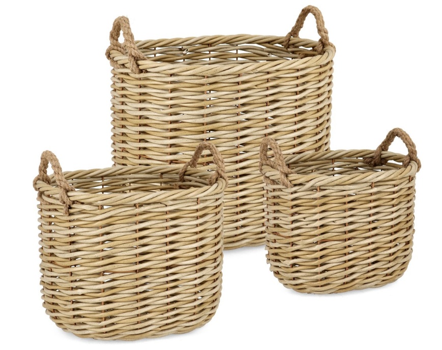Baskets Set 3 cosuri maro din fibre sintetice Julen Shaped Bizzotto