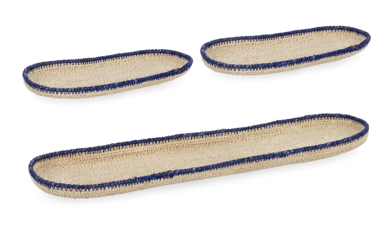 Placemats Set 3 tavi decorative maro/albastre din fibre naturale Giang Bizzotto