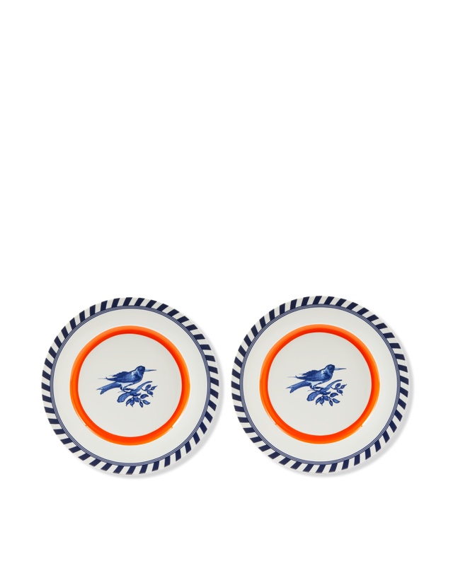 Plates Set 4 farfurii multicolore/portocalii din ceramica 27 cm Bird Patterned Pols Potten