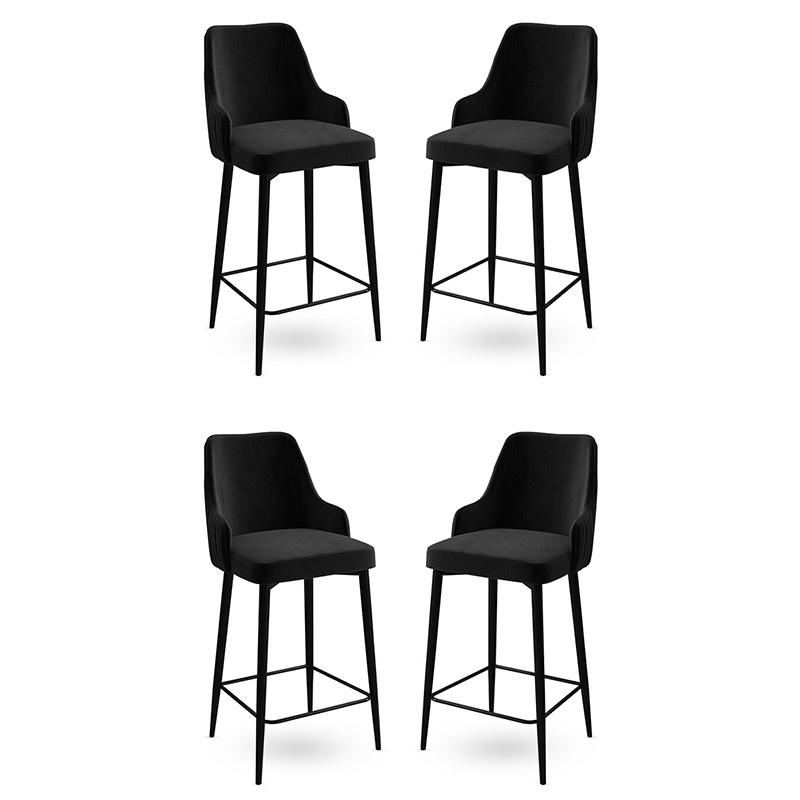 Chairs Set 4 scaune bar maro negre din textil Enox The Home Collection