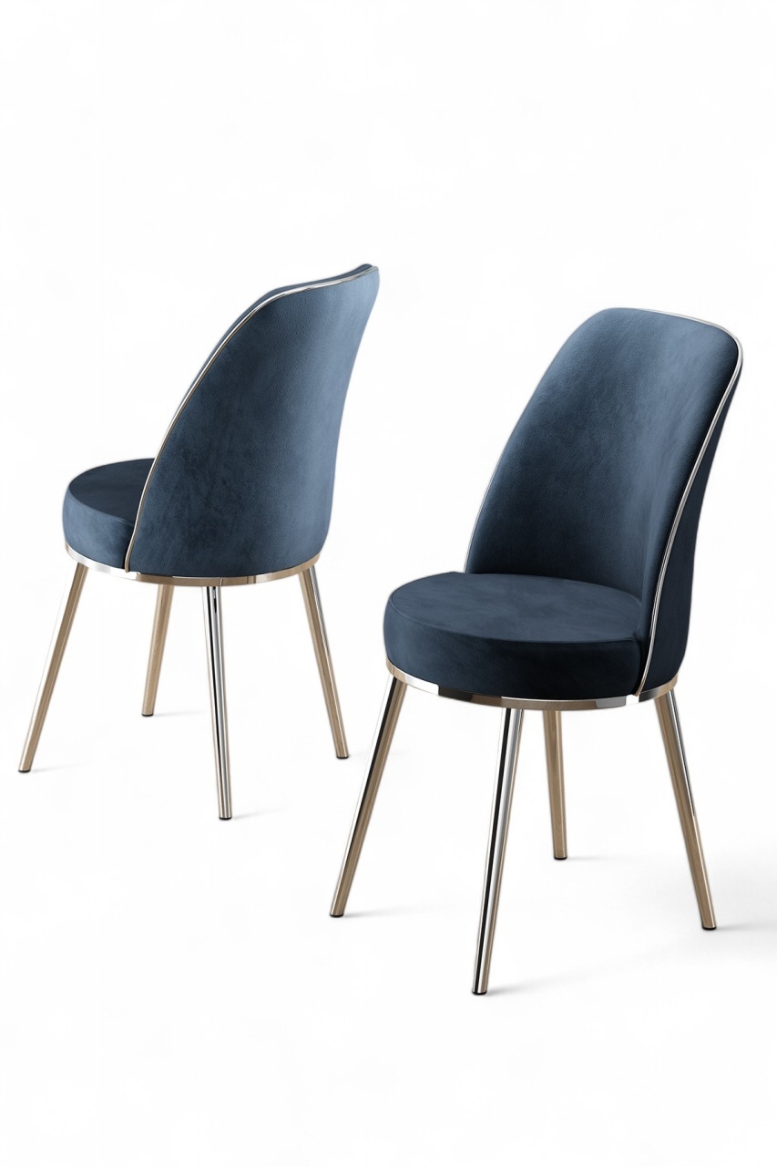 Chairs Set 4 scaune dining gri antracit/argintii din textil Pefa The Home Collection
