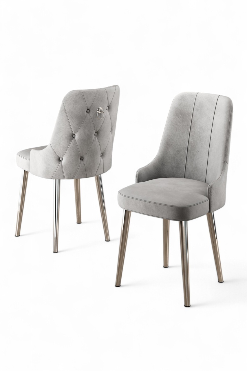 Set 4 scaune dining gri/argintii din textil Newa The Home Collection