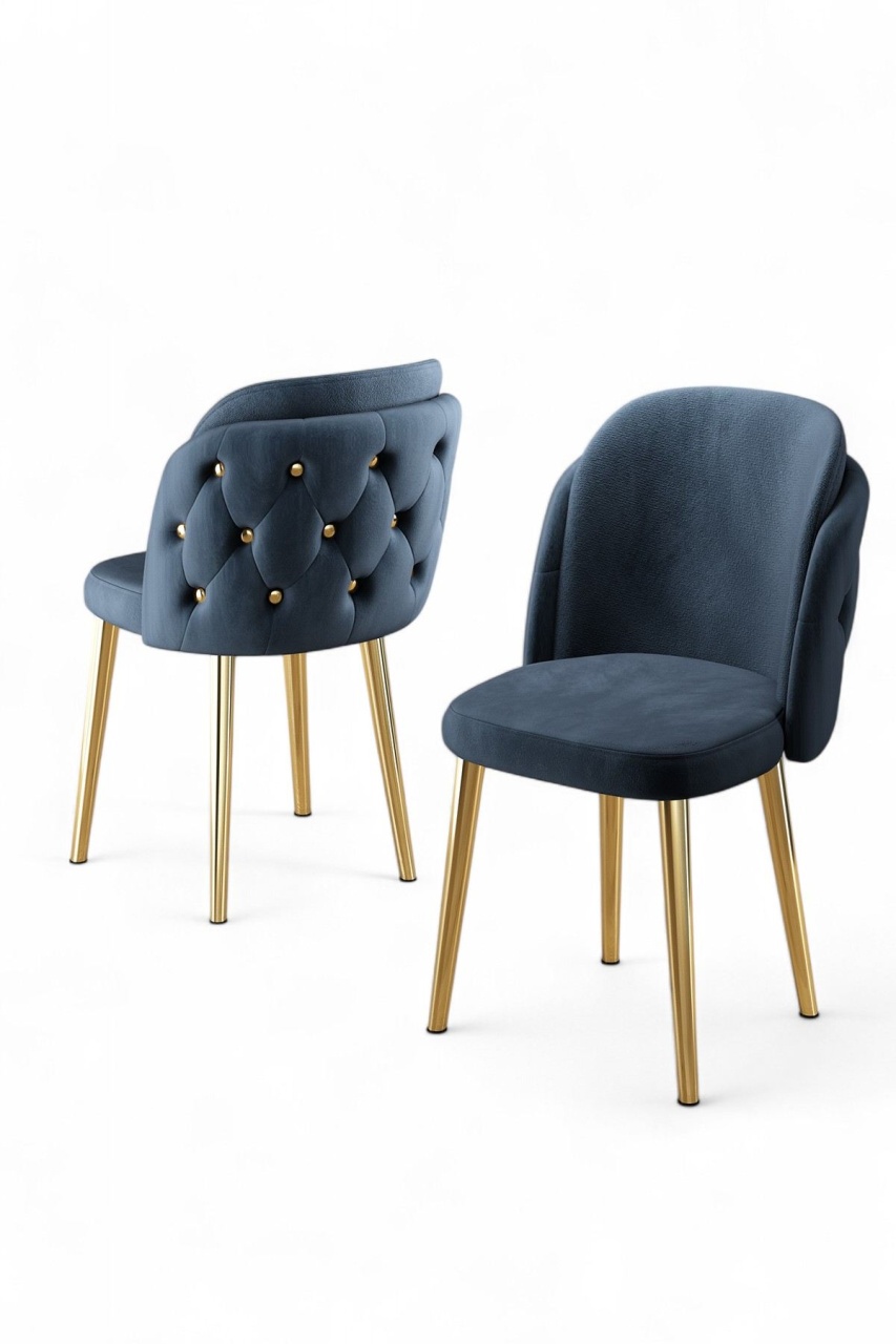 Chairs Set 6 scaune dining gri antracit/aurii din textil Axle The Home Collection