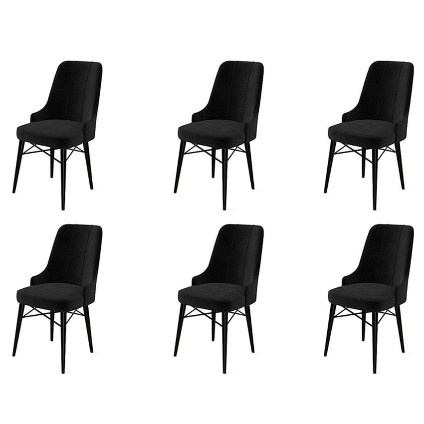 modele scaune din lemn rustice Set 6 scaune dining negre din textil Pare The Home Collection