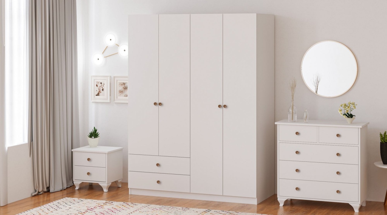 Furniture Set dormitor 3 piese alb Time The Home Collection