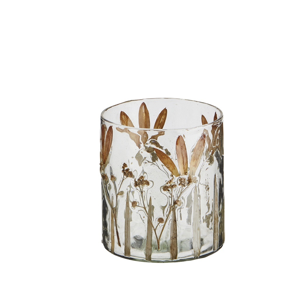 Candle Holders Suport lumanare transparent/maro din sticla 9 cm Illias Madam Stoltz