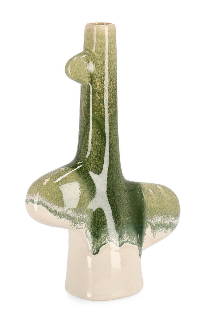 Candle Holders Suport lumanare verde din ceramica 35 cm Daruma Bizzotto