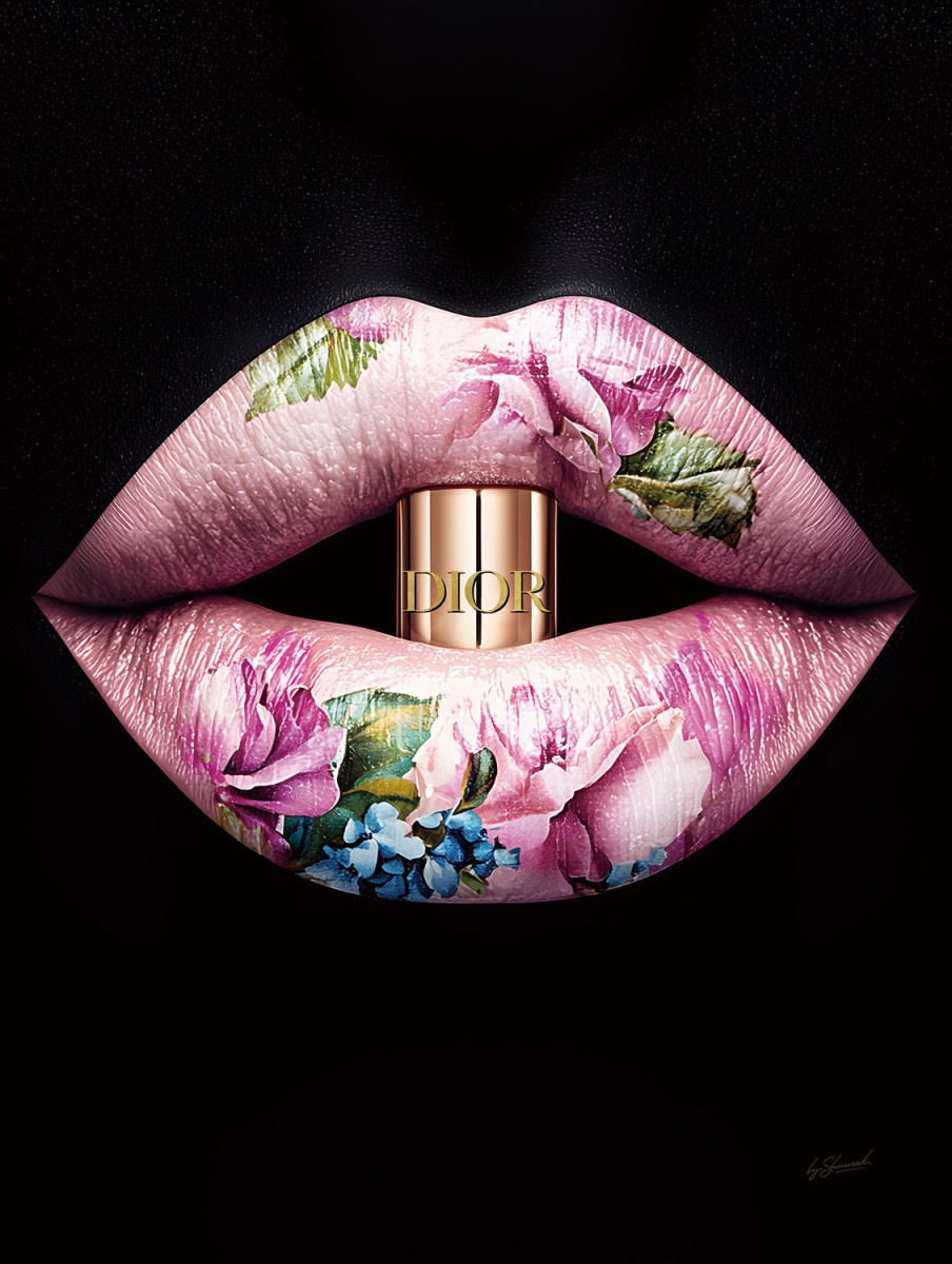 oferte dormitoare Tablou multicolor din sticla 60x80 cm Lips with flowers Ter Halle