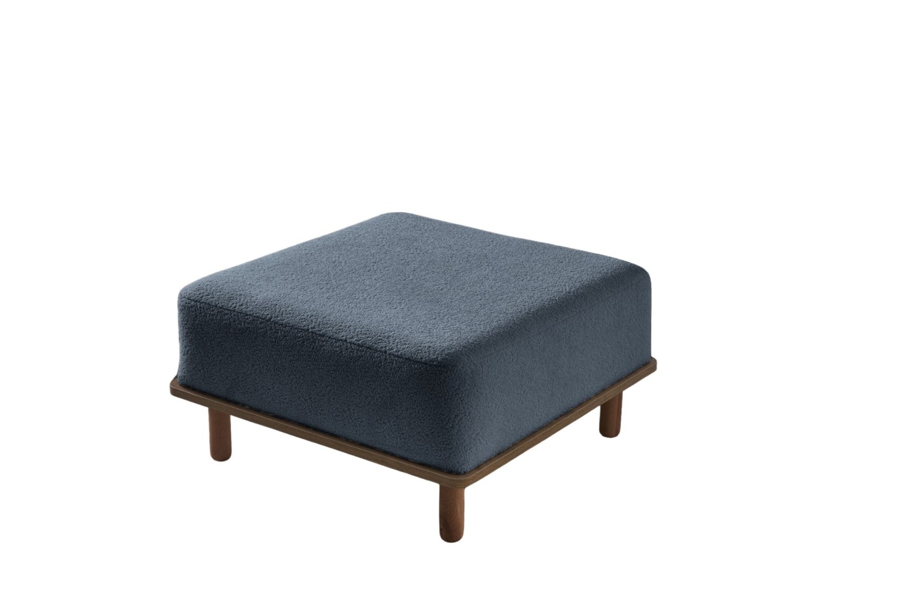 Ottomans Taburet patrat albastru din textil 68x69 cm Pia The Home Collection