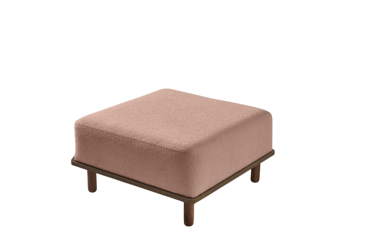 Ottomans Taburet patrat roz din textil 68x69 cm Pia The Home Collection