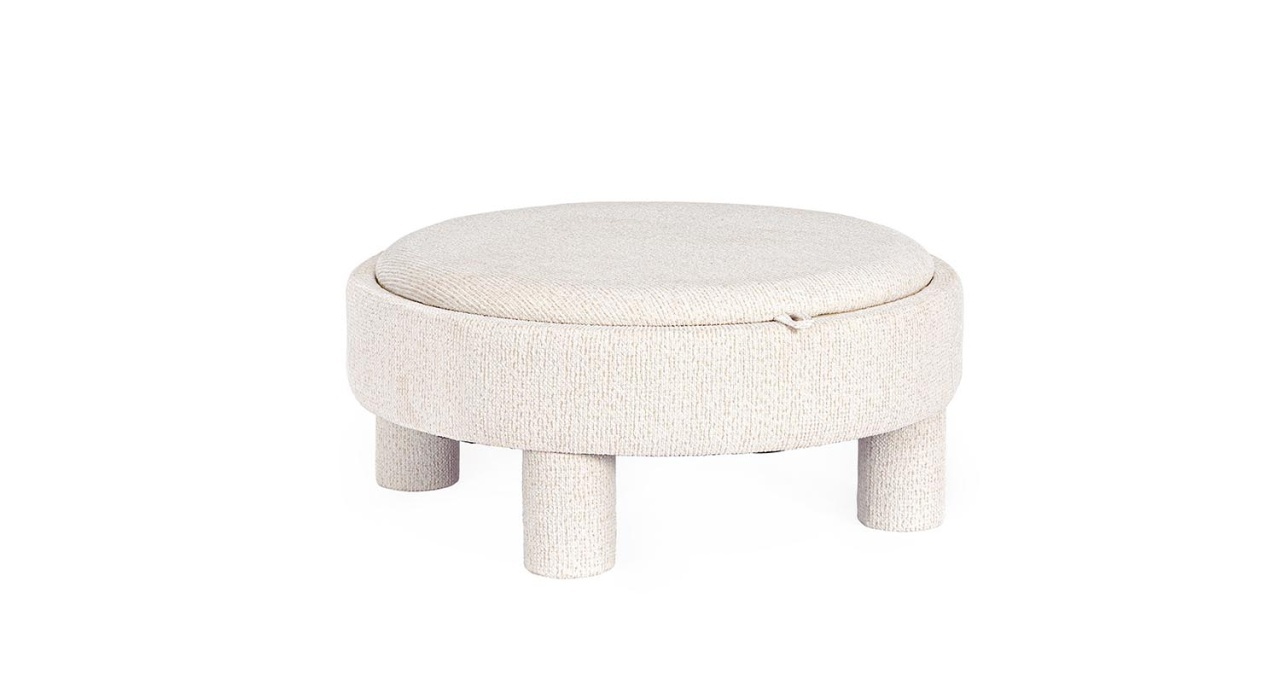 Ottomans Taburet rotund alb din textil 80 cm Talya Bizzotto