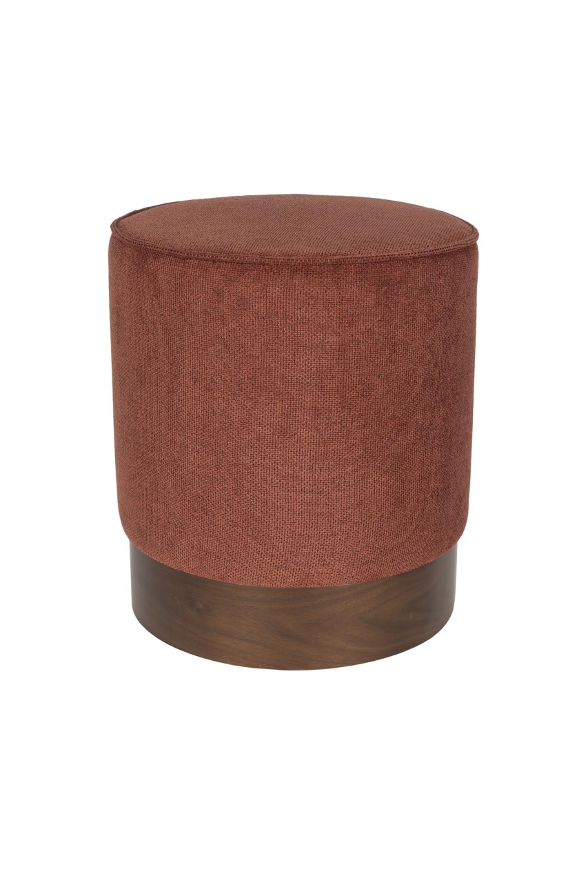 Ottomans Taburet rotund rosu din textil 41 cm Bellevue Dutchbone