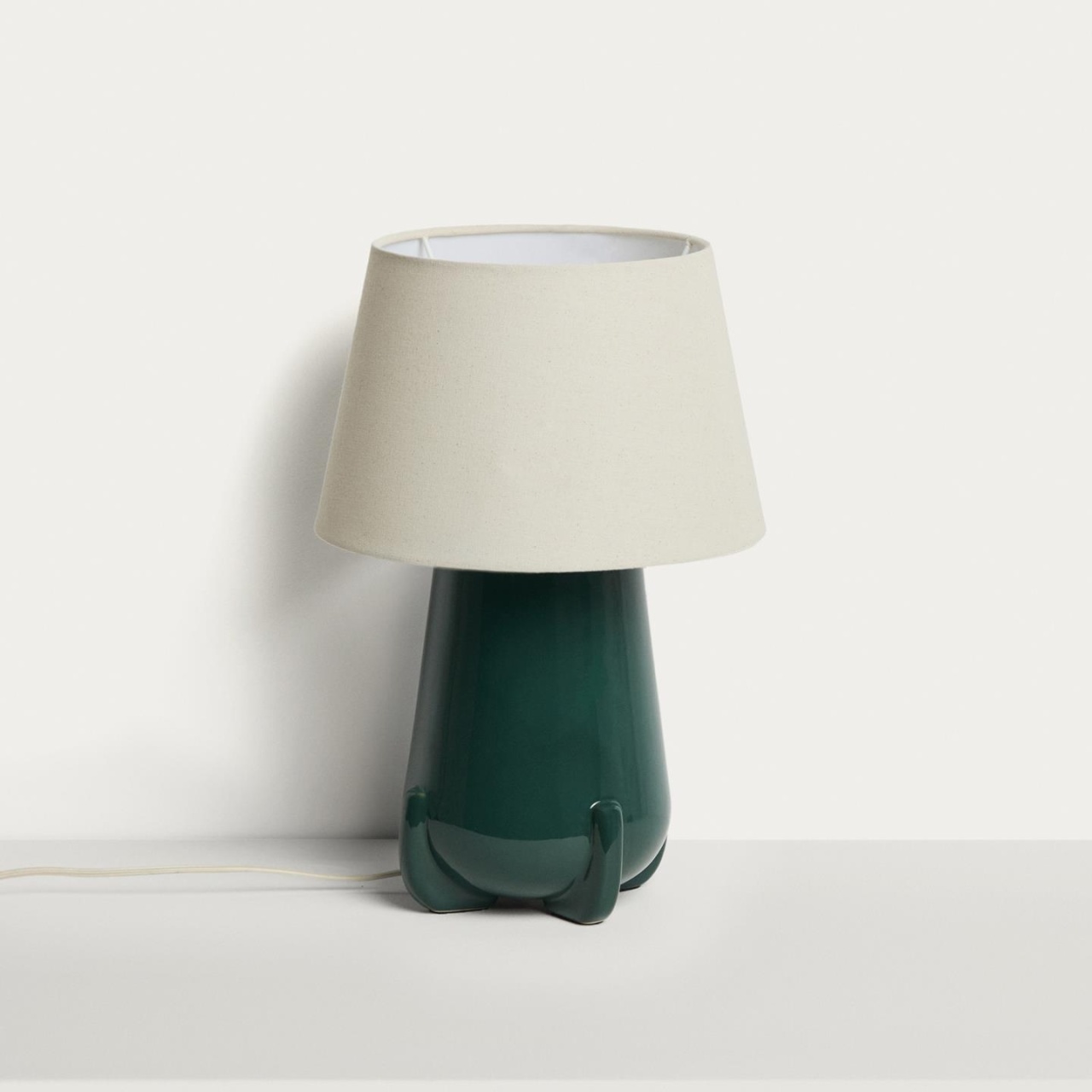 bec w21/5w Veioza alba/verde din ceramica 46 cm Odra Kave Home