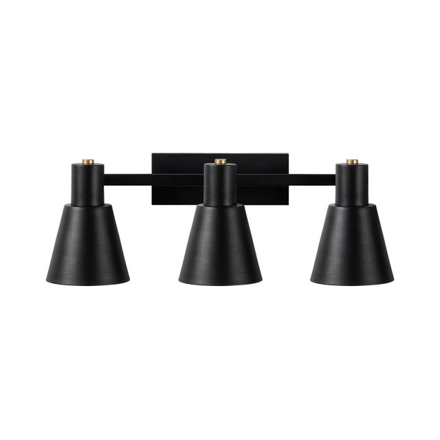 Aplica neagra/aurie din metal cu 3 becuri Funnel The Home Collection