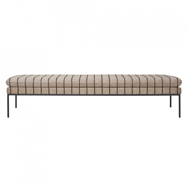 Bancheta bej nisipiu/neagra din textil 190 cm Turn Pasadena Ferm Living