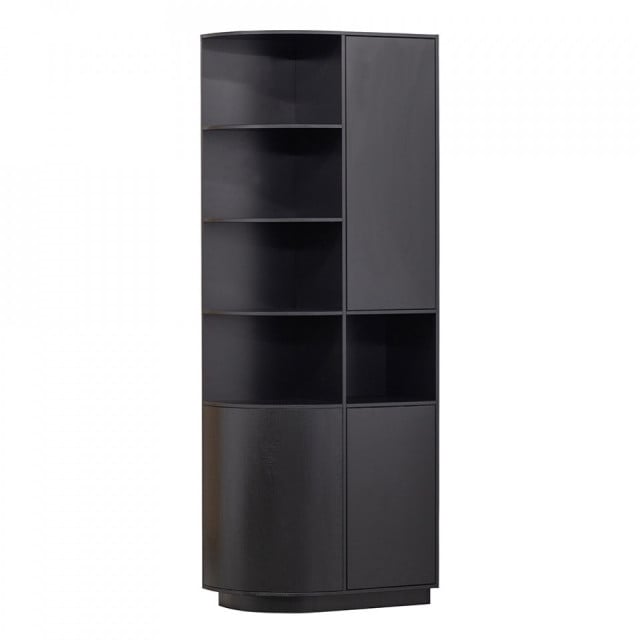 Biblioteca neagra din lemn 210 cm Finca Storage Left Woood