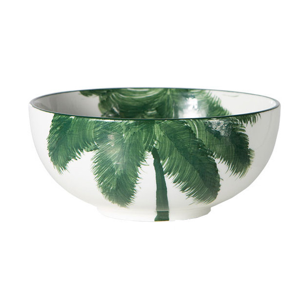 Bol alb/verde din ceramica 14 cm Palms HKliving