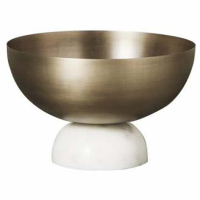 Bol decorativ maro/auriu din fier si marmura 26 cm Marmilla Lene Bjerre